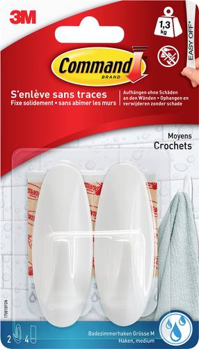 3M Command™ Bad Medium Designer-Haken (L x B x H) 79 x 29 x 29mm Weiß Inhalt: 2St. von 3M