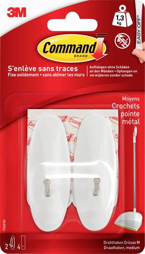 3M Command™ Medium Drahthaken (L x B x H) 29 x 29 x 79mm Weiß, Metall Inhalt: 2St. von 3M