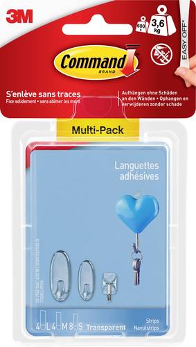 3M Command™ Strips, Multipack Transparent Inhalt: 16 Teile von 3M