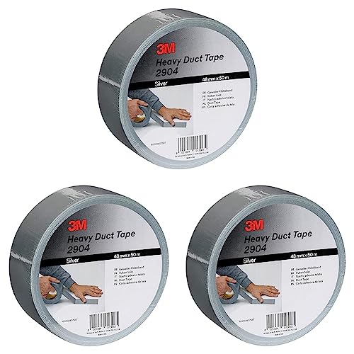3M Formflexibles Universal-Gewebeklebeband 2904, 48mm x 50m, Silber - 1 Rolle (Packung mit 3) von 3M