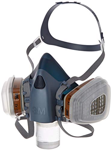 3M Gase-& Dämpfe-Maskenset mit 1 Stück 7503 Halbmaske (Größe L), 2 Stück 6055 A2 Gasfilter, 4 Stück 5935 P3R Partikelfilter, 2 Stück 501 Deckel, 7523L, EN-Sicherheit zertifiziert von 3M