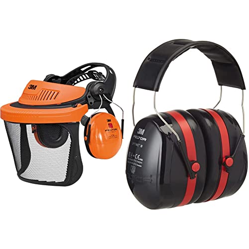 3M PELTOR G5V5CH51 G500 Gesichtsschutz und Gehörschutzkombination, Orange,36 Peltor Optime III Kapselgehörschutz schwarz-rot - Größenverstellbare Ohrenschützer für max. Dämpfung - SNR 35 von 3M