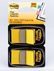 3M Post-it Index, gelb, schmal, 2 x 50 Haftstreifen Maße: 25,4 x 43,2 mm, im Einwegspender - 2 Stück (680-YW2) von 3M