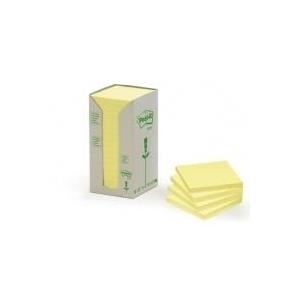 3M Post-it Recycling Notes Haftnotizen, 76 x 76 mm, gelb 100 Blatt-Block, aus 100% recyceltem Papier (654-1T) von 3M