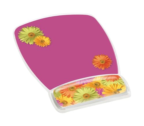 3M Präzises Mauspad mit Gel-Handgelenkauflage, Gänseblümchen-Design (MW308DS), Pink (Gänseblümchen), 22,9 x 19,1 cm von 3M