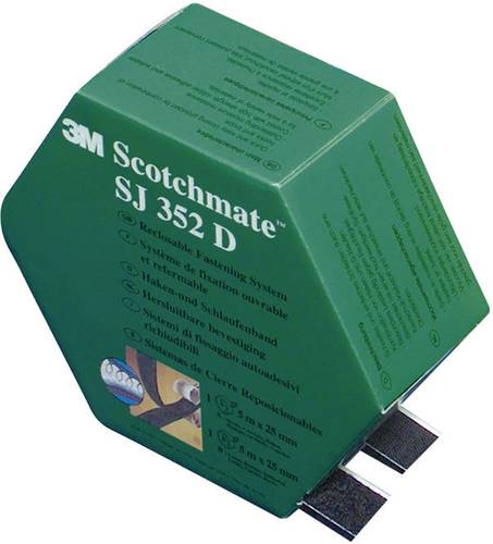 3M SJ 352D Scotchmate Klettband zum Aufkleben Haft- und Flauschteil (L x B) 5000mm x 25.4mm Schwarz von 3M