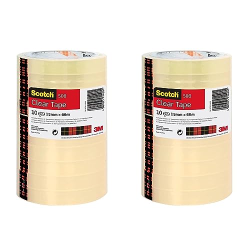Scotch 3M 5081566 Klebeband Transparent 508, PP, Bandgröße (L x B): 66 m x 15 mm, 10 Rollen (Packung mit 2) von Scotch
