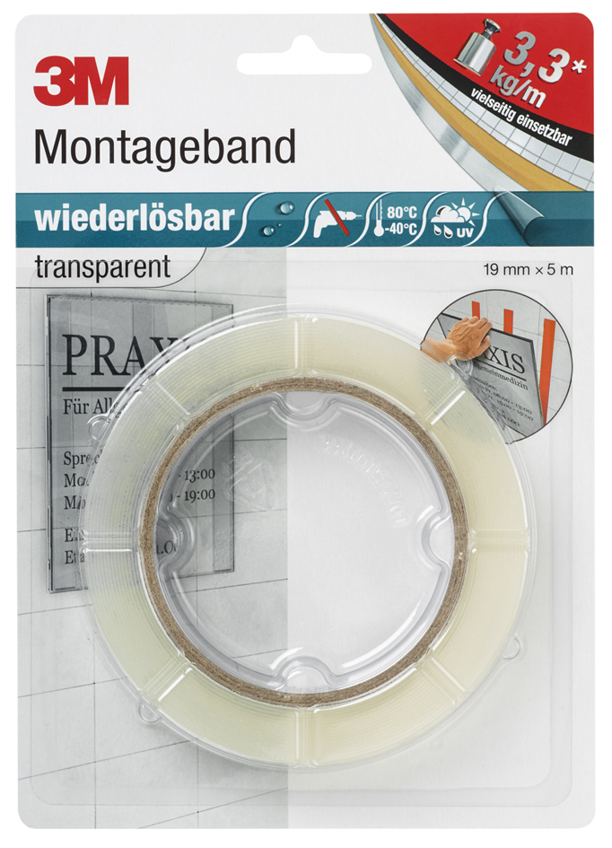 3M Scotch Montageband , wiederlösbar, , 19 mmx5 m, transparent 3M Scotch Montageband , wiederlösbar, , 19 mmx5 m, transparent von 3M