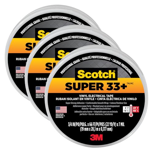 3M Scotch Super 33+ Vinyl Electrical Tape, .75-Inch by 66-Feet, 3-PACK von 3M