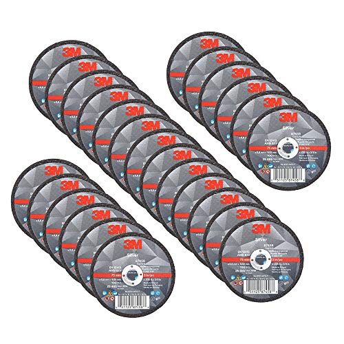 3M Silberne Trennscheibe – Typ 1 Metall Schneidrad – für Winkelschleifer oder Trennwerkzeug – 7,6 cm x 0,9 cm x 0,95 cm Dorn Loch – 87458 (25 Stück) schwarz von 3M
