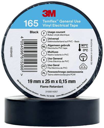 3M Temflex™ 165 165BK6E Isolierband Temflex™ 165 Schwarz (L x B) 25m x 19mm von 3M