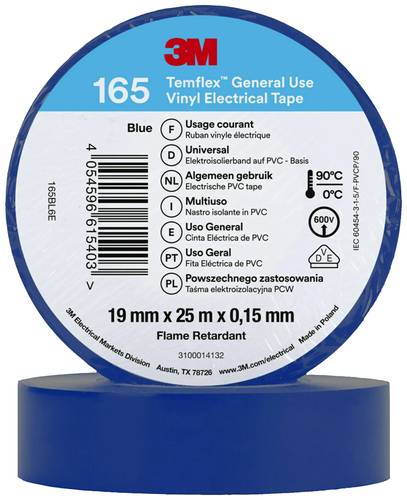3M Temflex™ 165 165BL6E Isolierband Temflex™ 165 Blau (L x B) 25m x 19mm von 3M