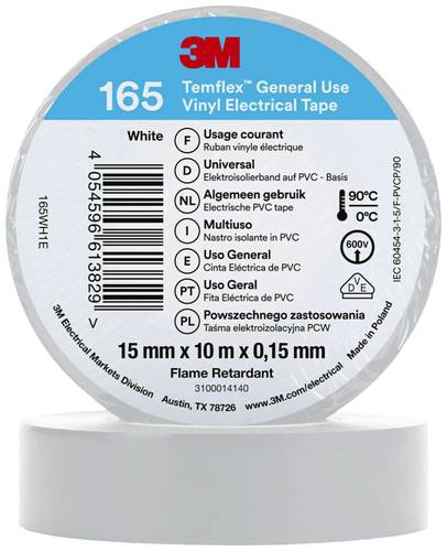 3M Temflex™ 165 165WH1E Isolierband Temflex™ 165 Weiß (L x B) 10m x 15mm von 3M