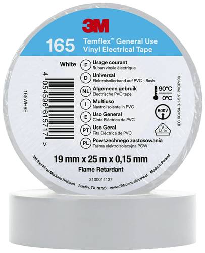 3M Temflex™ 165 165WH6E Isolierband Temflex™ 165 Weiß (L x B) 25m x 19mm von 3M