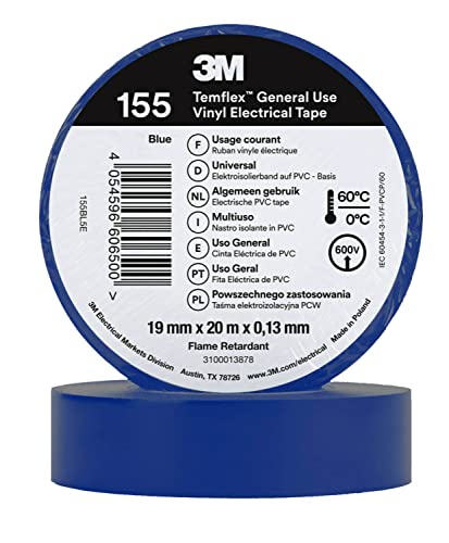 3M Temflex 155 Isolierband, Vinyl Blau, 0.13mm x 19mm x 20m von 3M