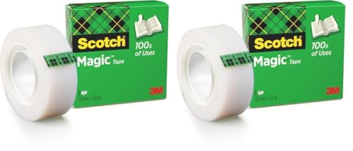 Scotch Magic Klebeband – 1 Roll 19mm x 33m - Transparenter & matter Klebefilm für den alltäglichen Gebrauch (Packung mit 2) von Scotch