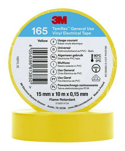 Temflex 165 Isolierband Gelb 15mmx10m (10 Stück) von 3M