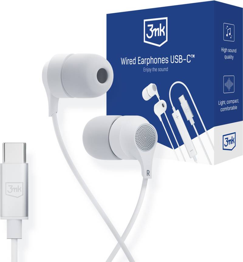 3MK Wired USB-C Kopfh�rer Kabelgebunden im Ohr Anrufe/Musik USB Typ-C Wei� (5903108518062) von 3MK
