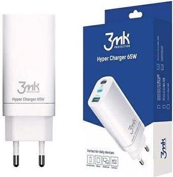 Ikroviklis buitinis 3mk HyperCharger 65W 2xUSB-C, 1xUSB-A PD 3.0/QC 4.0 baltas (5903108406147) von 3MK