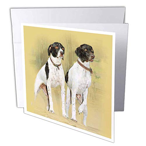 3D Rose GC 36129 _ Zwei 1 Laserpointer Jagd Hunde bei Aufmerksamkeit. Digital Ölgemälde – Grußkarten, 15,2 x 15,2 cm Set von 6 von 3dRose