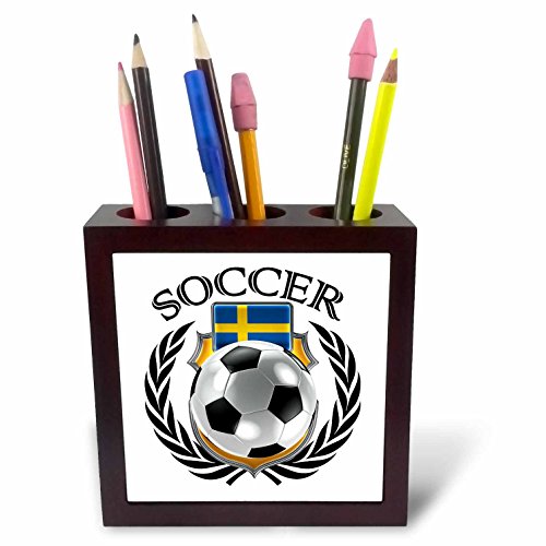 3dRose 239709 _ PH 1 5 Schweden mit Fußball-Wappen-Platte mit Halter von 3dRose