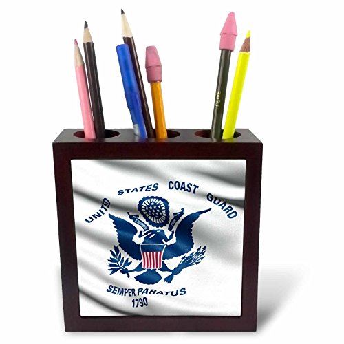 3dRose 239769 PH-5" und "Flagge der USA Küstenwache, im Wind 'Kachel mit Halter von 3dRose