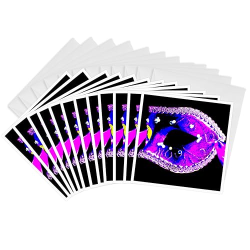 3dRose Grußkarten, 15,2 x 15,2 cm, 12 Stück, Maskerade in antikem Blau, Rosa, Glitzer (gc_7030_2) von 3dRose