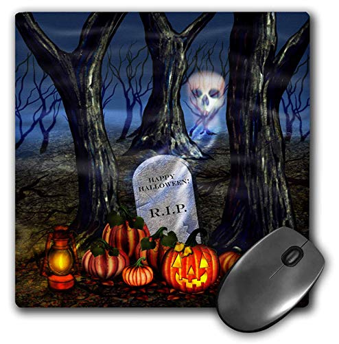 3dRose - Halloween Woods with Jack o Lanterns and Skull Ghost Digital Art - Mouse Pad - (mp-324484-1) von 3dRose