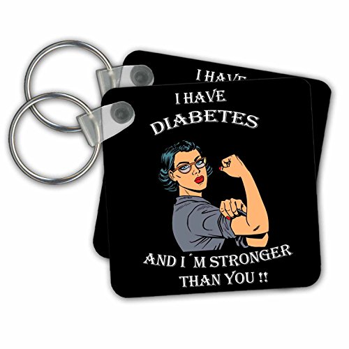 3dRose Inspirierender Diabetes-Support-Zitat Frau – Schlüsselanhänger, 5,7 cm, 2 Stück, 6 cm, variiert von 3dRose