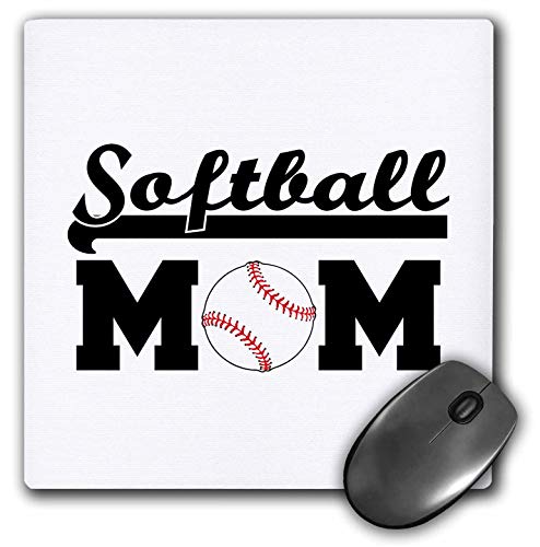 3dRose - Softball Mom with a Softball Black Lettering on White Background - Mouse Pad - (mp-325011-1) von 3dRose