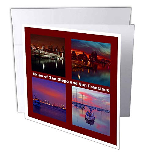 3dRose gc_21713_2 Grußkarten "Skies of San Diego und San Francisco", 15 x 15 cm, 12 Stück von 3dRose
