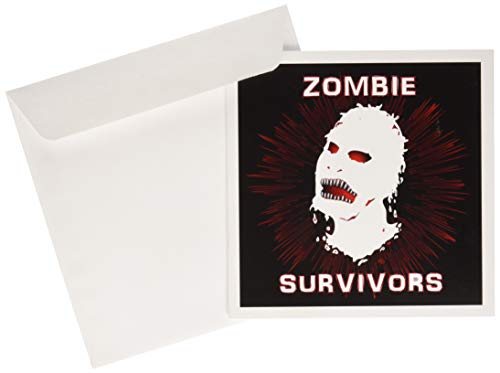 3dRose gc_25035_1 Grußkarte "Icon Zombie Survivors 2 on Black", 15,2 x 15,2 cm, 6 Stück von 3dRose