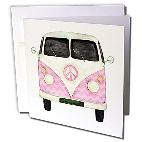 3dRose gc_254843_2 Grußkarten "Pink Peace Sign 1960s Era Van", 15 x 15 cm, 12 Stück von 3dRose