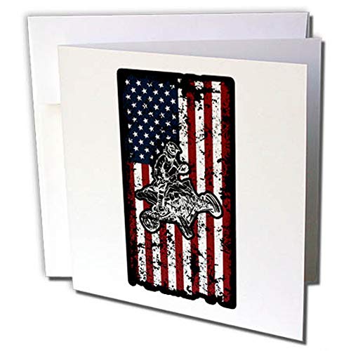 3dRose gc_261508_2 Grußkarte "Distressed American Flag Cool Atv Four Wheeler Quad Bike Off Roader", 15 x 15 cm, 12 Stück von 3dRose