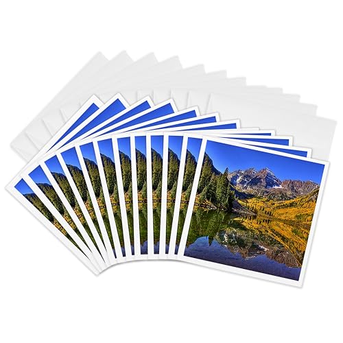 3dRose gc_26258_2 Grußkarte "Kastanienglöckchen Peaks in the Elch Mountains Reflected on Aspen Lake" (15 x 15 cm), 12 Stück von 3dRose