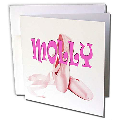 3dRose gc_272780_1 Grußkarte "Molly Pink Ballettschuhe", 15,2 x 15,2 cm, 6 Stück von 3dRose