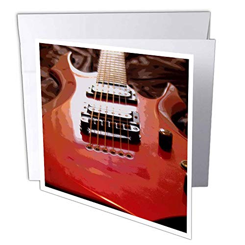 3dRose gc_35178_2 Grußkarten "Red Abstrakte Gitarre", 15 x 15 cm, 12 Stück von 3dRose