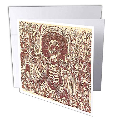 3dRose gc_6035_2 15,2 x 15,2 cm "Vintage Halloween Skelett Party" Grußkarte (12 Stück) von 3dRose