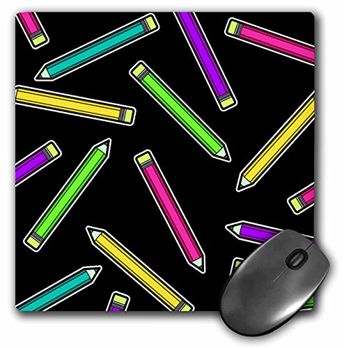 3dRose mp_77585_1 Mauspad, 20 x 20 cm, niedliches Cartoon-Motiv, Neonfarben, Schwarz von 3dRose