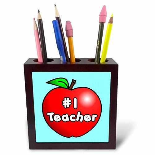 3dRose ph_10855_1 Stiftehalter "Number One Teacher Apple", 12,7 cm, Rot von 3dRose
