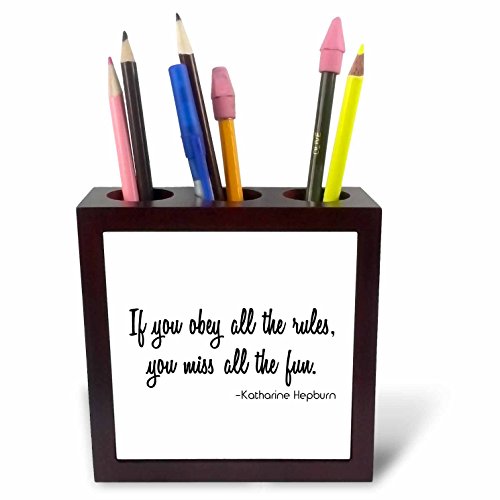 3dRose ph_223182_1 12,7 cm "If You Obey All the Rules/You Miss All The Fun" Fliesen-Stifthalter von 3dRose