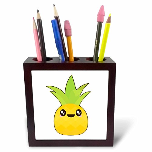 3dRose ph_239446_1 12,7 cm "Cute Kawaii Cartoon Obst Ananas" Fliesen-Stifthalter von 3dRose