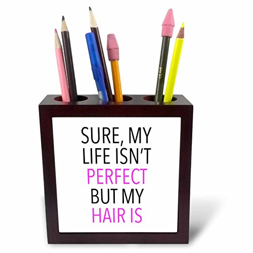 3dRose ph_240315_1, 12,7 cm „Sure My Life Isn't Perfect But My Hair is“ Fliesen-Stifthalter von 3dRose