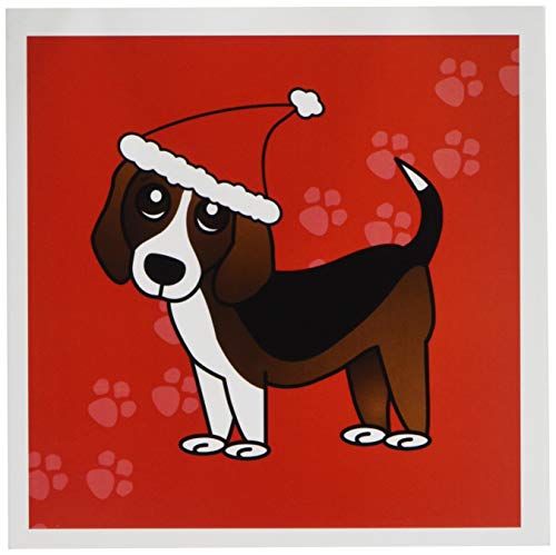 3drose Cute Beagle – Cartoon Hund – Rot mit Santa Hat – Grußkarten, 6 von Foto, Set 12 (GC 35545 _ 2) von 3dRose