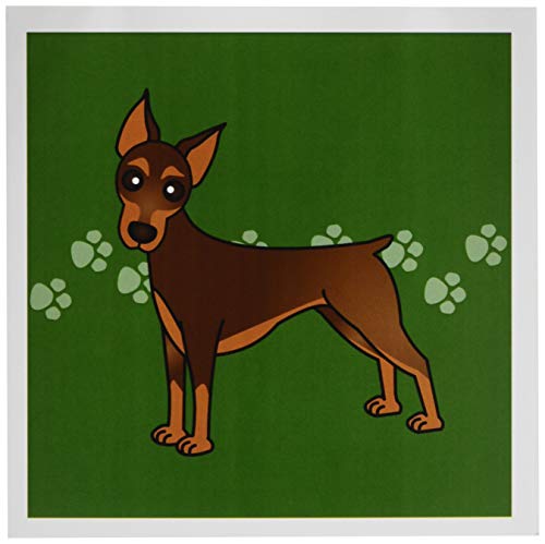 3drose Cute Rottweiler, deutsche Red Coat – Cartoon Dog – Grün mit Pfotenabdrücken – Grußkarten, 6 von Foto, Set 12 (GC 40906 _ 2) von 3dRose