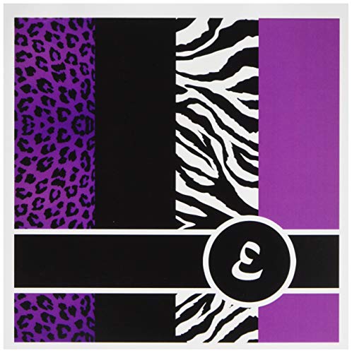 3drose Elegante Animal Print Monogramm – Violett E – Grußkarten, 6 von Foto, Set 12 (GC 35588 _ 2) von 3dRose