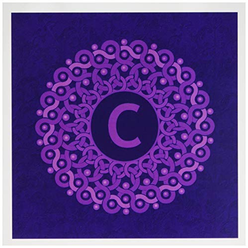 3drose Monogramm C Lila und reichhaltige lila Mandala auf Deep Royal lila gedeckten Grunge Damast – Grußkarten, 6 von Foto, Set 12 (GC 32195 _ 2) von 3dRose