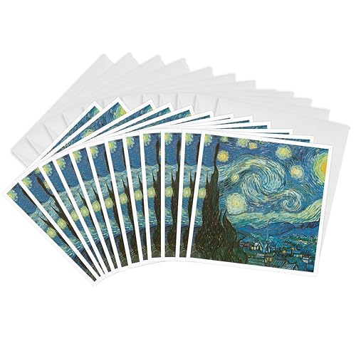 3drose Starry Night Van Gogh Vintage – Grußkarten, 15,2 x 15,2 cm, Set 12 (GC 164649 _ 2) von 3dRose