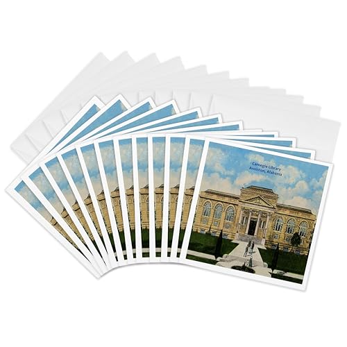 3drose Vintage Carnegie Library Anniston in Canvas – Grußkarten, 6 von Foto, Set 12 (GC 26220 _ 2) von 3dRose