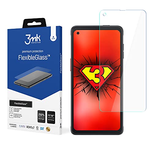 3mk Flexible Glass Panzerglas für Samsung Galaxy Xcover Pro Härte Panzerglasfolie, Schutzglas Kompatibel mit Galaxy Xcover Pro, HybridGlass, Anti-Öl Anti-Fingerabdruck, Hartglas Anti-Kratzer von 3mk